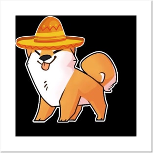 Cute dog shiba inu mexico cinco de mayo Posters and Art